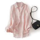 Thin Striped Women's Shirt And Blouse Collection Elegant Premium Female Tops