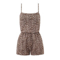 French Retro Leopard Sling Short Jumpsuit Women Casual Beach Vacation Summer Romper