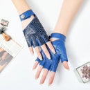 Leather Gloves Female Snakeskin Half Finger Women Gloves