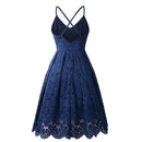 Summer Backless Lace Party Short Prom Dress Spaghetti Straps Swing Cocktail Evening Dresses