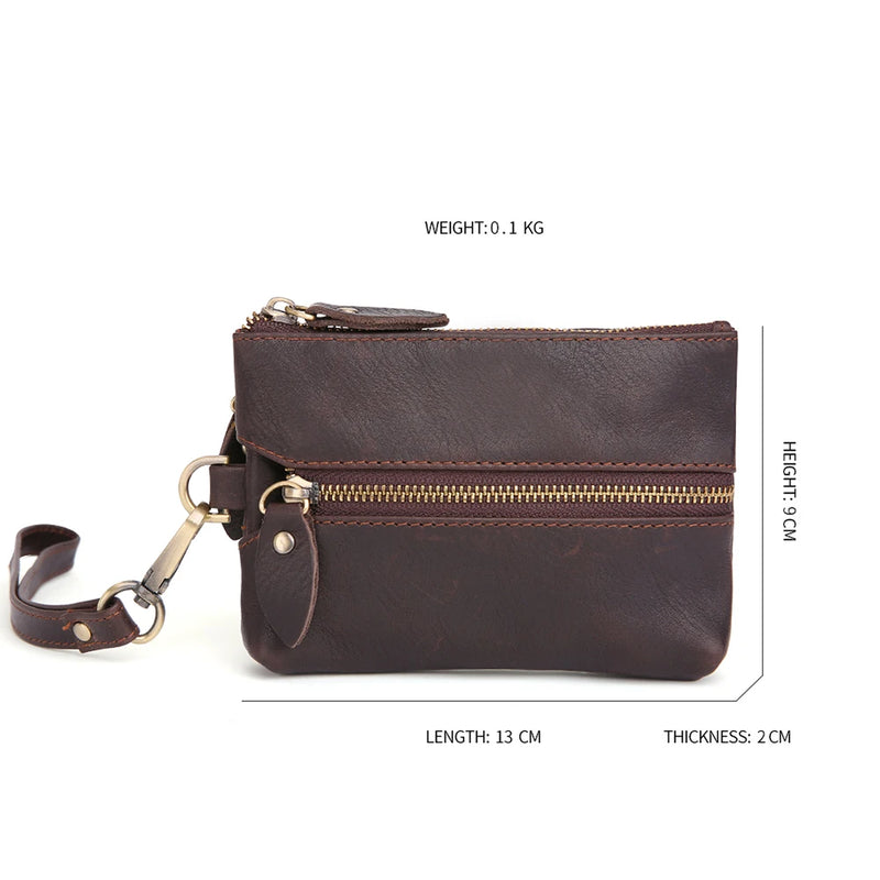 Genuine Leather Key Organizer Key Holder Vintage Small Coin Purse Wallet with Key Ring