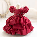 Summer Satin Baby Girls Crystal Embellished Dress Formal Holiday Ball Gown for Kids