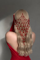 Women's Red Crystal Head Chain Hair Jewelry Draped Fringe Headpiece for Rave Festival Party Costume