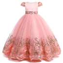 Girls Dress Embroidered Lace Long Princess Dress Carnival High end Wedding Dress Ball Evening Dress 4-12 Years Old