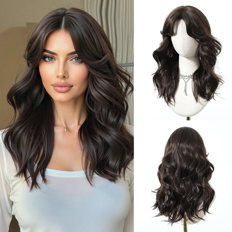 Elegant Curly Wave Ash Blonde Wig Hair with Bangs Long Women Party Wig Tang Long  Heat