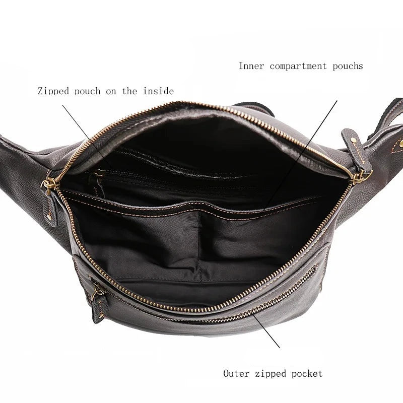 Cross-border men's leather Fanny pack crossbody bag single shoulder bag outdoor riding chest bag