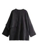 Women Asymmetrical Scarf Crop Knit Coat Female Winter Warm Outerwear