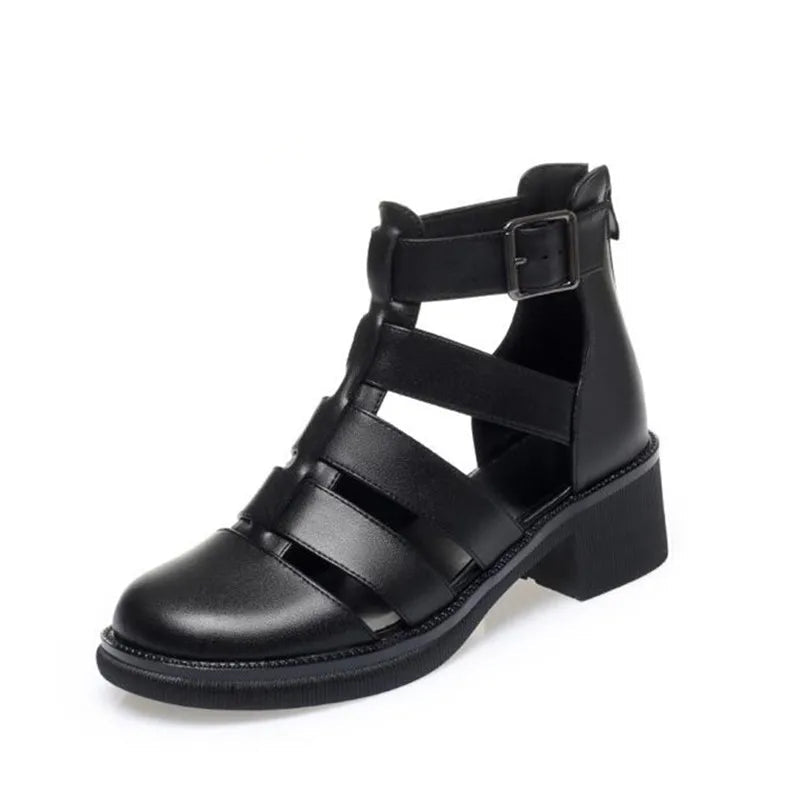 Women Sandals Summer Genuine Leather Ladies Sandals Closure Braided Gladiator Non-Slip Casual Sandals Women