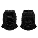 Women Gothic Drawstring Sheath Velvet Fit Short Skirt Personality Black Skirts Women