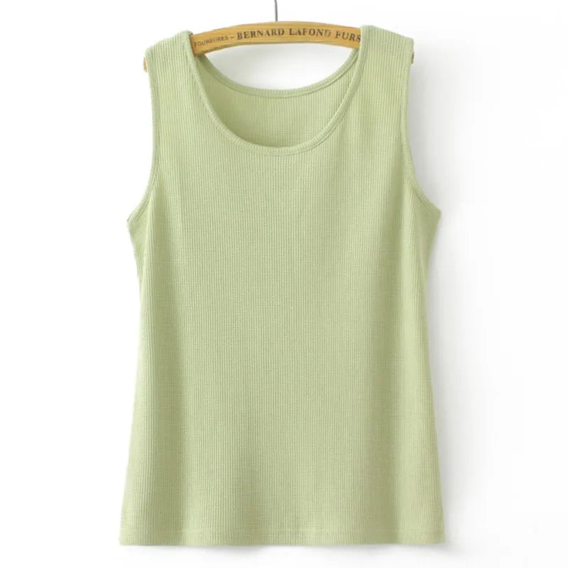 Tank Top For Women Summer Waffle Solid Color Sleeveless Tee Oversized Curve Clothes