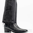 Black Pointed Toe High Heel Chelsea Boots Men British Genuine Leather Side Zipper Trendy Elegant Business Formal Ankle Boot
