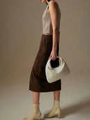 Skirt For Women Winter Front Split Waist Loop