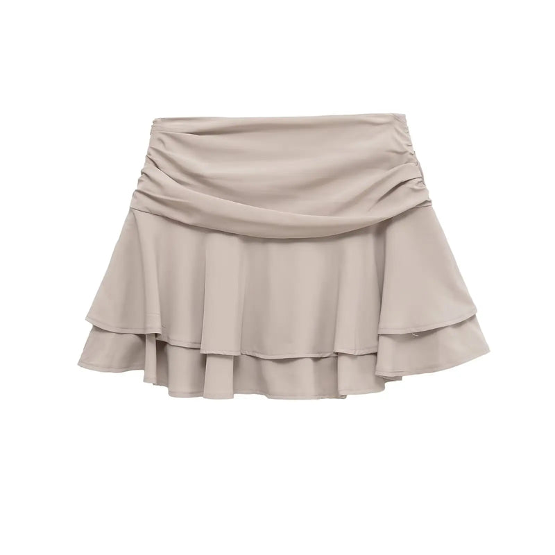 Women Mid-rise Pleated And Ruffle Mini Skirt Casual Holiday Summer Skirts