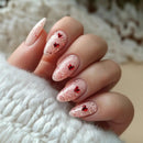 24PCS Red Love Sparkling Diamond Almond False Nails Valentines Day Romantic Press on Armor