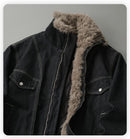Winter retro stand-up collar velvet denim jacket men's heavyweight thickened warm jacket