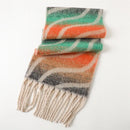 Colorful scarf with fringes on a white background, Obroi