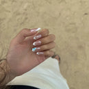 10 Pcs White French Press On Nails Handmade 3D Floral Design Reusable Gel Tips Minimalist Wedding Party Fake Nails for Women