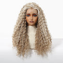 Topshe HD 13x4 Lace Front Blonde Wig Deep Curly Synthetic Hair Invisible Melted Lace Pre-Plucked Glueless Wig for Women