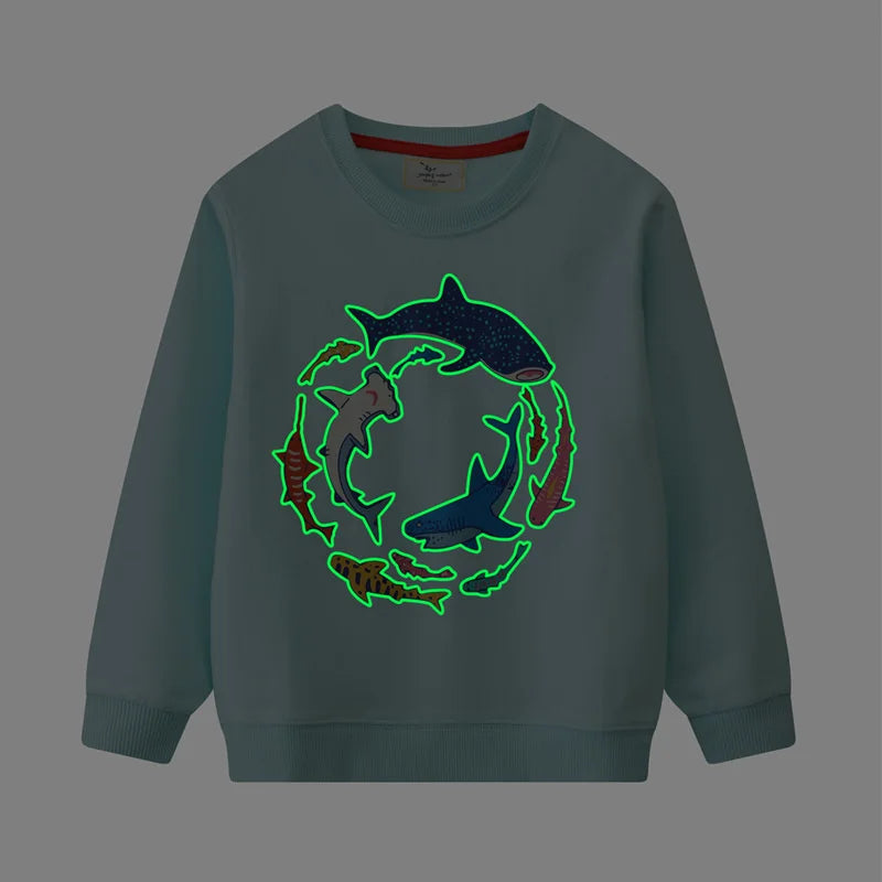 Boys Girls Sweatshirts Animals Hooded Shirts Kids Clothes Long Sleeve Autumn Tops