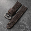 Handmade Strap 20MM 22MM 24MM Black Leather Retro
