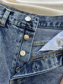 Early Spring Washed Wide Cotton Twist Seam High Waist Loose Straight Jeans