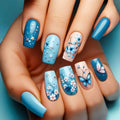 24pcs/set Medium long nails square ballet tips flowers butterfly for spring summer press on false nail