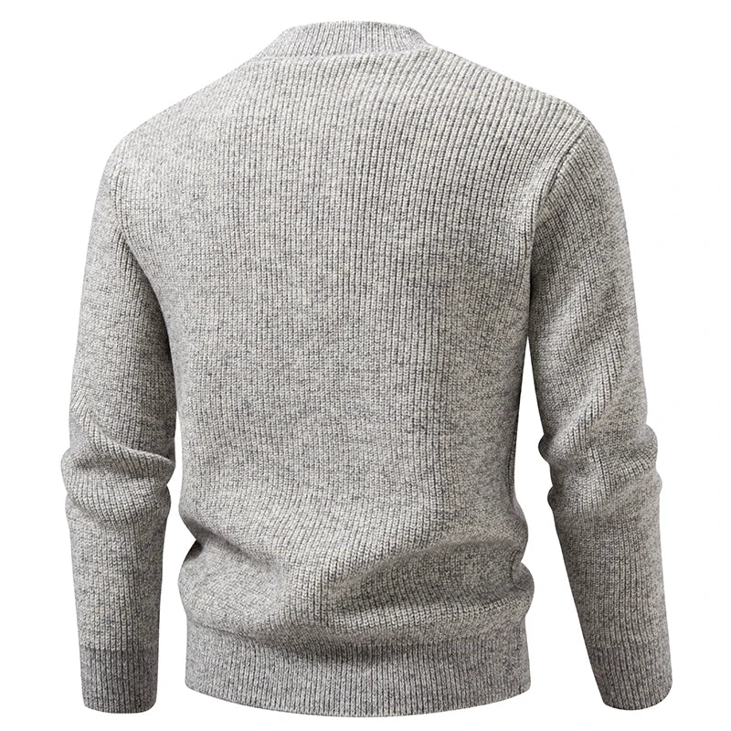 Winter Men's Knitted Pullovers Button Stand Collar Knit Sweater Men Warm Casual Sweater