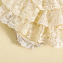 Infant Baby Girl Romper Dress Layered Ruffled Hem Summer Floral Lace Jumpsuit for Newborn Toddler Clothes