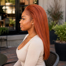 13x4 Lace Front Straight Human Hair Wig 18 Inch Ginger Copper Orange Glueless Wig Pre Plucked Baby Hair for Women