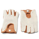 Men Air Soft Leather Gloves Male Locomotive Upper Knitted Outdoor Cycling Riding Fingerless