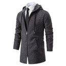 Mid length knitted cardigan men's sweater jacket loose fitting casual plush and thickened sweater outerwear