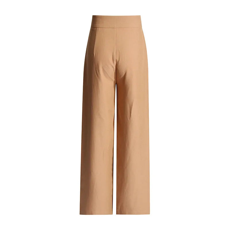 Wide Leg Pants Summer Design Pleated High Waist Casual Pants
