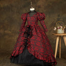 Kids Prom Luxury Dresses Girls Elegant Ball Gowns Teenagers Evening Party Red Vintage Dress Girl Formal Long Dresses