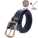 Genuine Leather Men Belt Brass Buckle Casual Pin Buckle Belt With Gift Box Thickened Italian