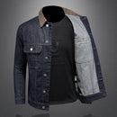 Classic Wash Denim Coat Men Patchwork Collar Men Coat Denim Jacket