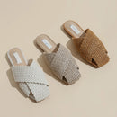 Women Flats Slippers Designer Square Toe Mules Shoes Summer Slides Elegant Dress