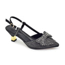 Banquet Exquisite Party Top Luxury Pointed Toe Bowtie Bright Diamond Summer Women's High Heels Shoes and Bags Set