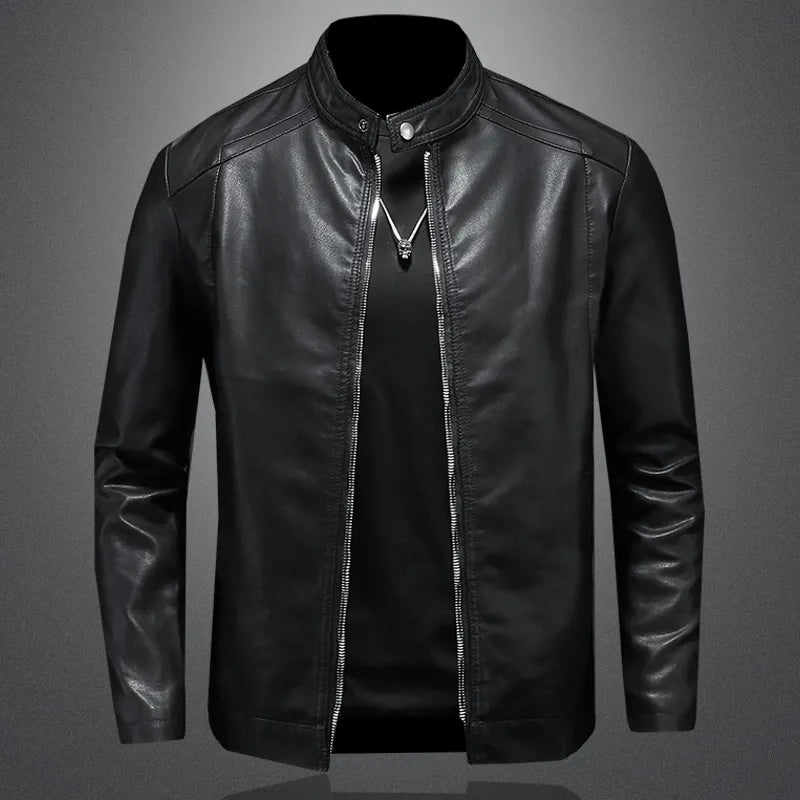 Motorcycle Leather Jackets Mens Business Casual Biker Leather Jacket