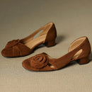 Women's Natural Suede Leather Square Toe Pumps Elegant Ladies Dress Shoe