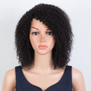Kinky Curly Human Hair Wigs With Bangs Natural Black Jerry Curly Short Bob Wig For Women Friendly for Beginner