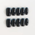 Set of black and blue gradient nail tips on a white background, Obroi