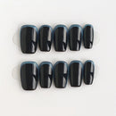 Set of black and blue gradient nail tips on a white background, Obroi