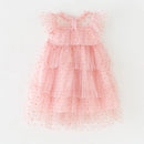 Pink polka dot dress on a white background, Obroi