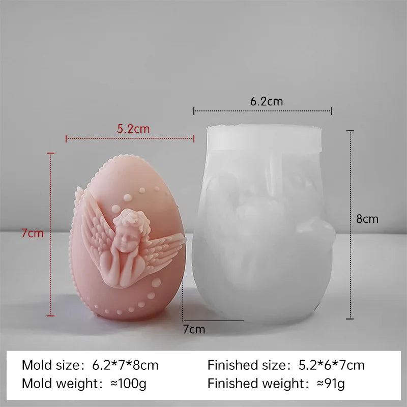 Easter Egg Candle Silicone Mold Angel Flower Embossment DIY Handmade Chocolate Baking Mould