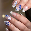 Nail Tips with Flower Pearl Design Short Almond Nails Art Wearable Design Press on Nails