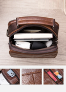 Genuine Leather Vertical Crossbody Bag for Men's Shoulder Bag Casual