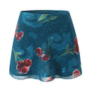 Women Blue Flower Mini Chiffon Skirt Summer Side Zipper Package Hips A-lined Short Skirts