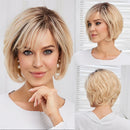 Brown Blonde Hair Wigs Transparent Lace Front Wig Short Layered Wavy Hand-Tied Lace