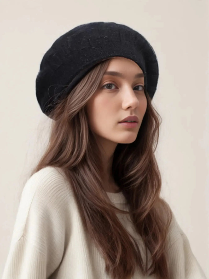 Beret Women Winter Retro Casual Octagonal Hat Versatile Warm Wool Knitted