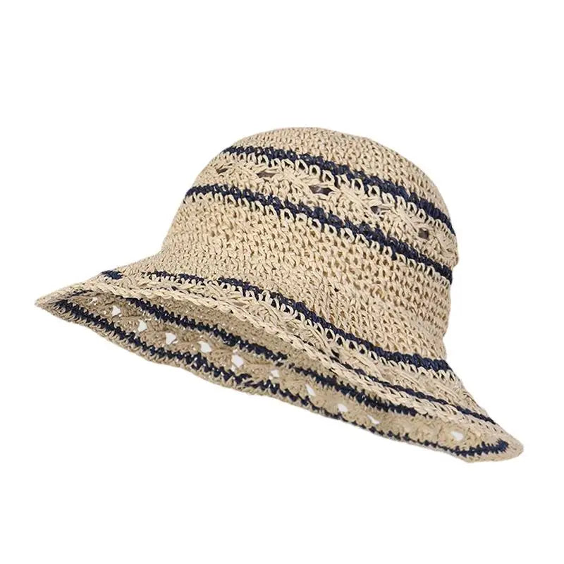 Summer Hat Women's Vacation Style Beach Hat Foldable Tourism Sun Protection Sun Shade Handmade Crochet Weave Hat